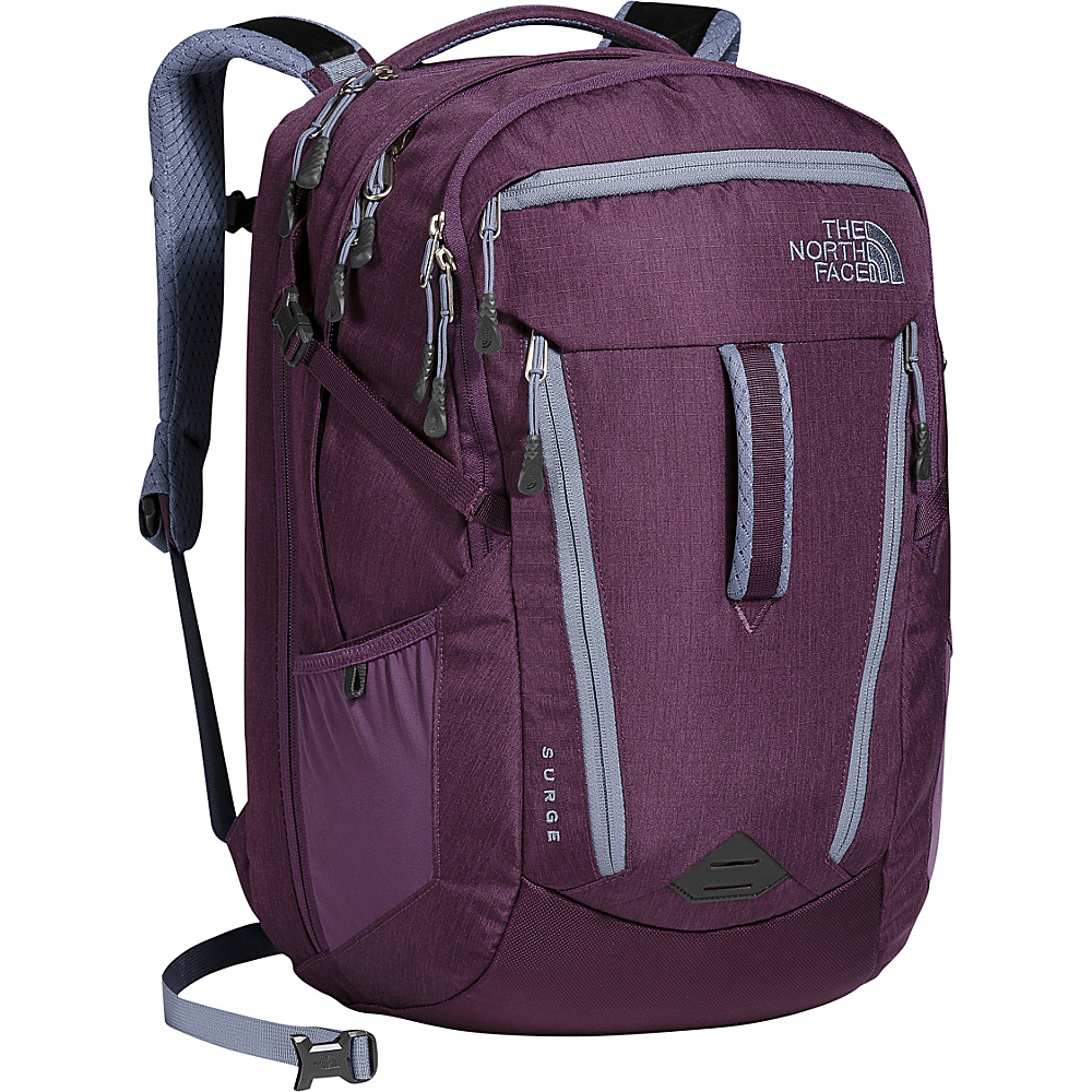 The North Face Women s Surge Laptop Backpack Blackberry Wine Heather Folkstone Grey The North Face Business Laptop Backpacks