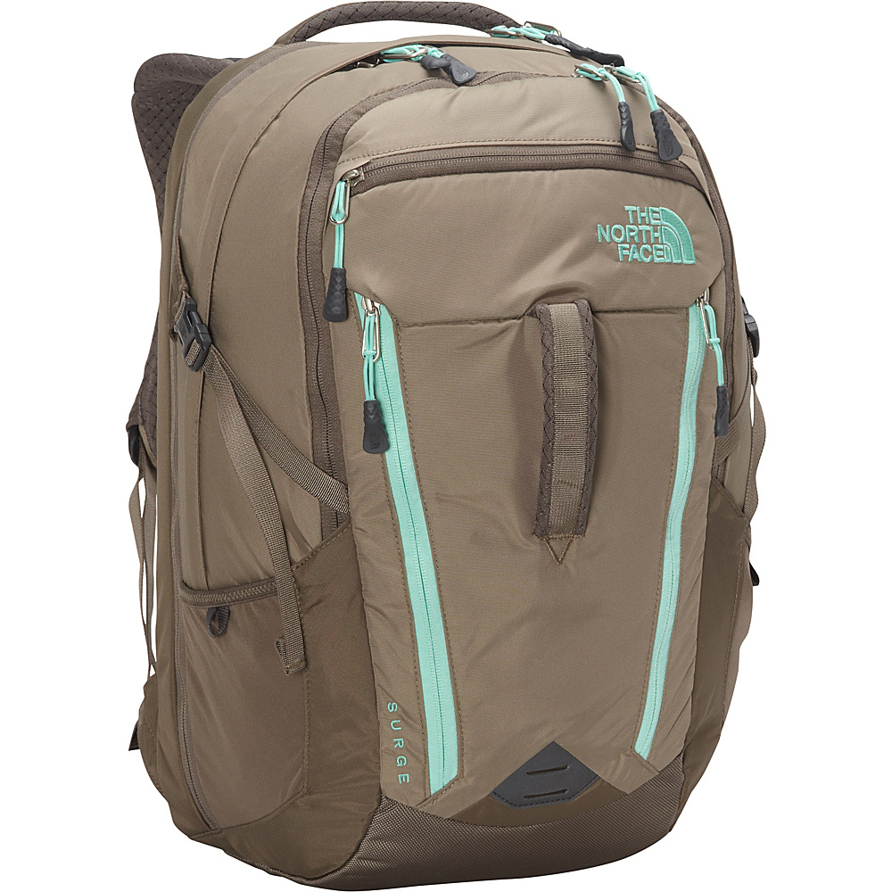 The North Face Women s Surge Laptop Backpack Brindle Brown Surf Green The North Face Business Laptop Backpacks