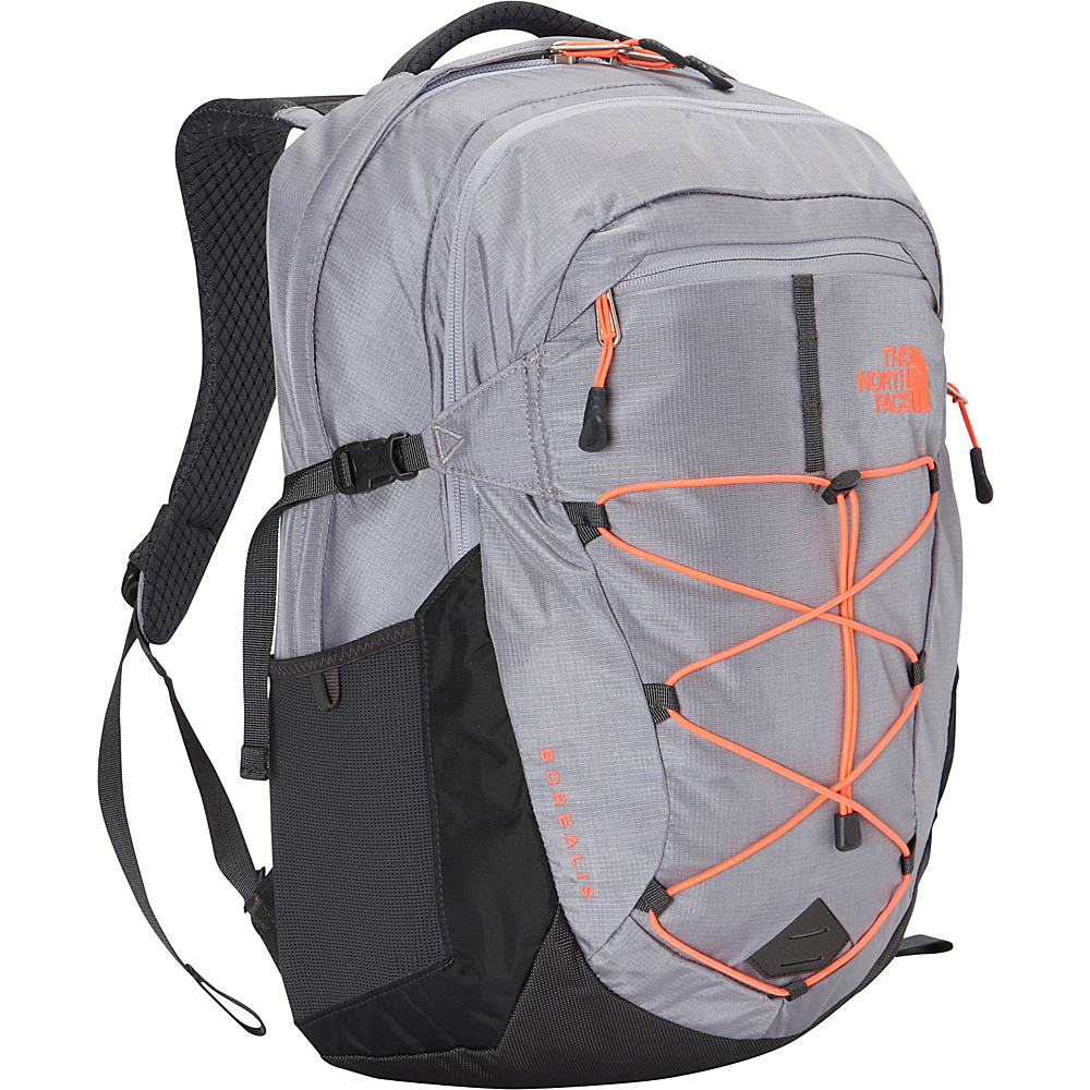 The North Face Women s Borealis Laptop Backpack Dapple Grey Heather Tropical Coral The North Face Laptop Backpacks