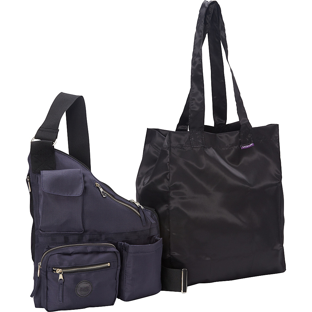 Sacs Collection by Annette Ferber Metro Bag 2 bag Set Navy Sacs Collection by Annette Ferber Fabric Handbags