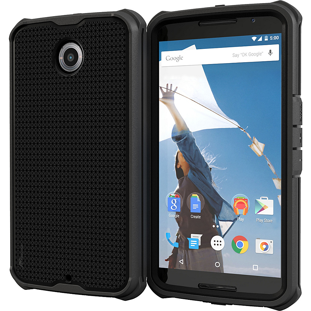 rooCASE Google Nexus 6 Case VersaTough Full Body Cover Granite Black rooCASE Personal Electronic Cases