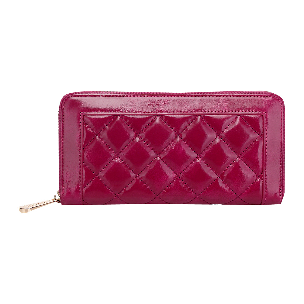 Vicenzo Leather Alexis Quilted Women s Leather Zip Wallet Coin Purse Pink Vicenzo Leather Women s Wallets