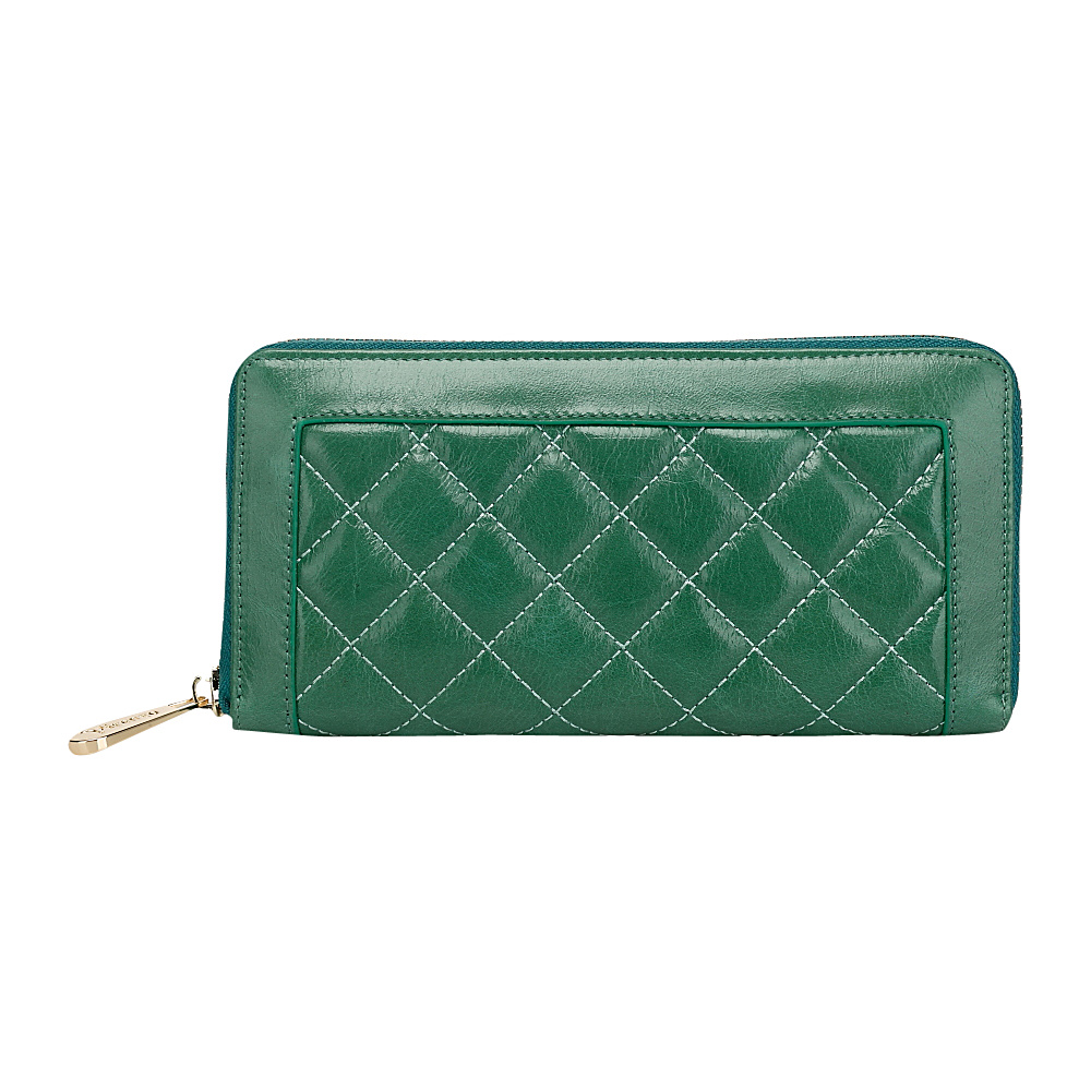 Vicenzo Leather Alexis Quilted Women s Leather Zip Wallet Coin Purse Green Vicenzo Leather Women s Wallets