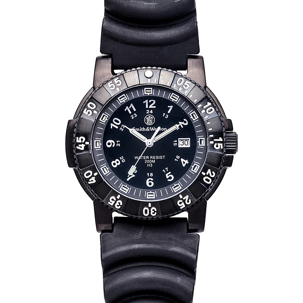 Smith Wesson Watches Diver Swiss Tritium H3 Watch with Rubber Strap Black Smith Wesson Watches Watches