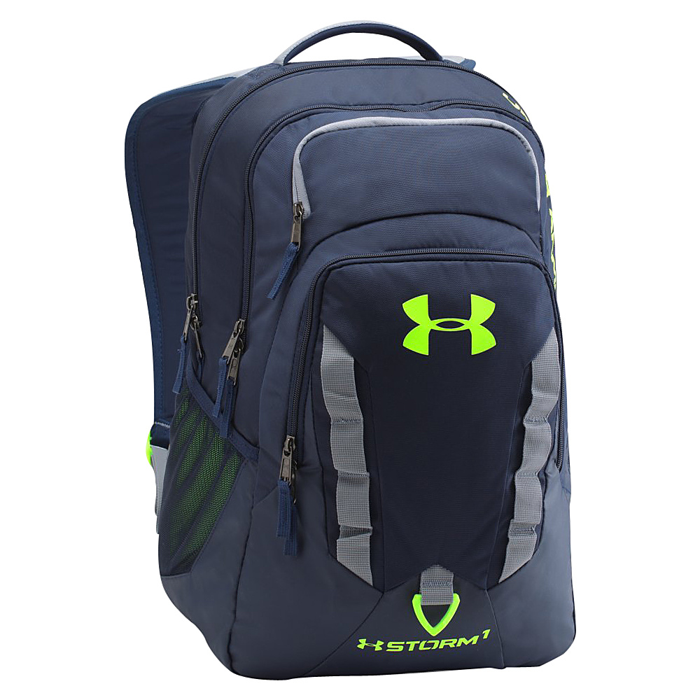 Under Armour Recruit Backpack Midnight Navy Steel Hyper Green Under Armour Laptop Backpacks