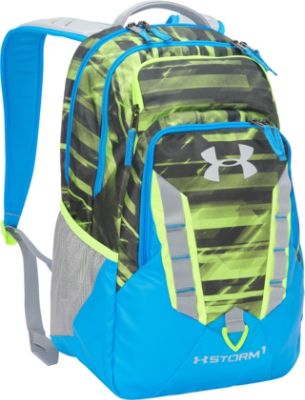 blue and green under armour backpack