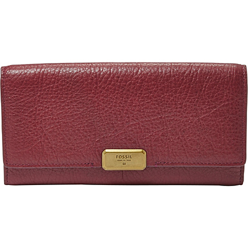 Fossil Emerson Flap Clutch Maroon - Fossil Ladies Small Wallets