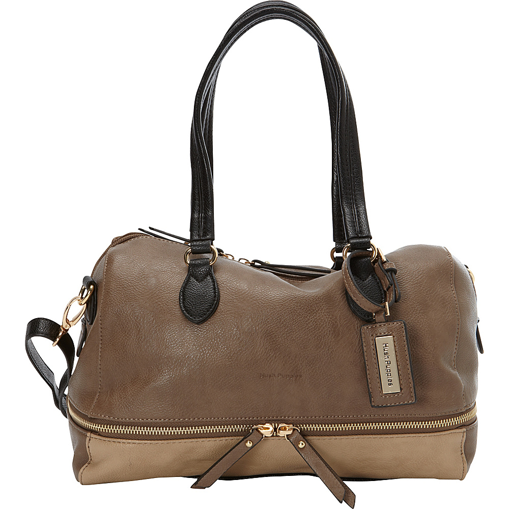 Hush Puppies Shoulder Bag with Double Slider Pulls Taupe Multi Hush Puppies Manmade Handbags