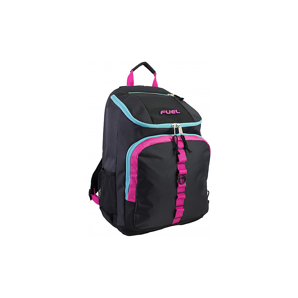 Fuel Top Loader Backpack Black with Fuschia Pink Scuba Blue Fuel Everyday Backpacks