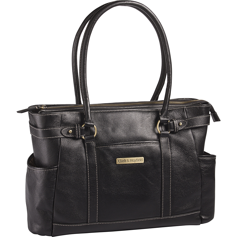 Clark Mayfield Hawthorne Leather 17.3 Laptop Handbag Black Clark Mayfield Women s Business Bags