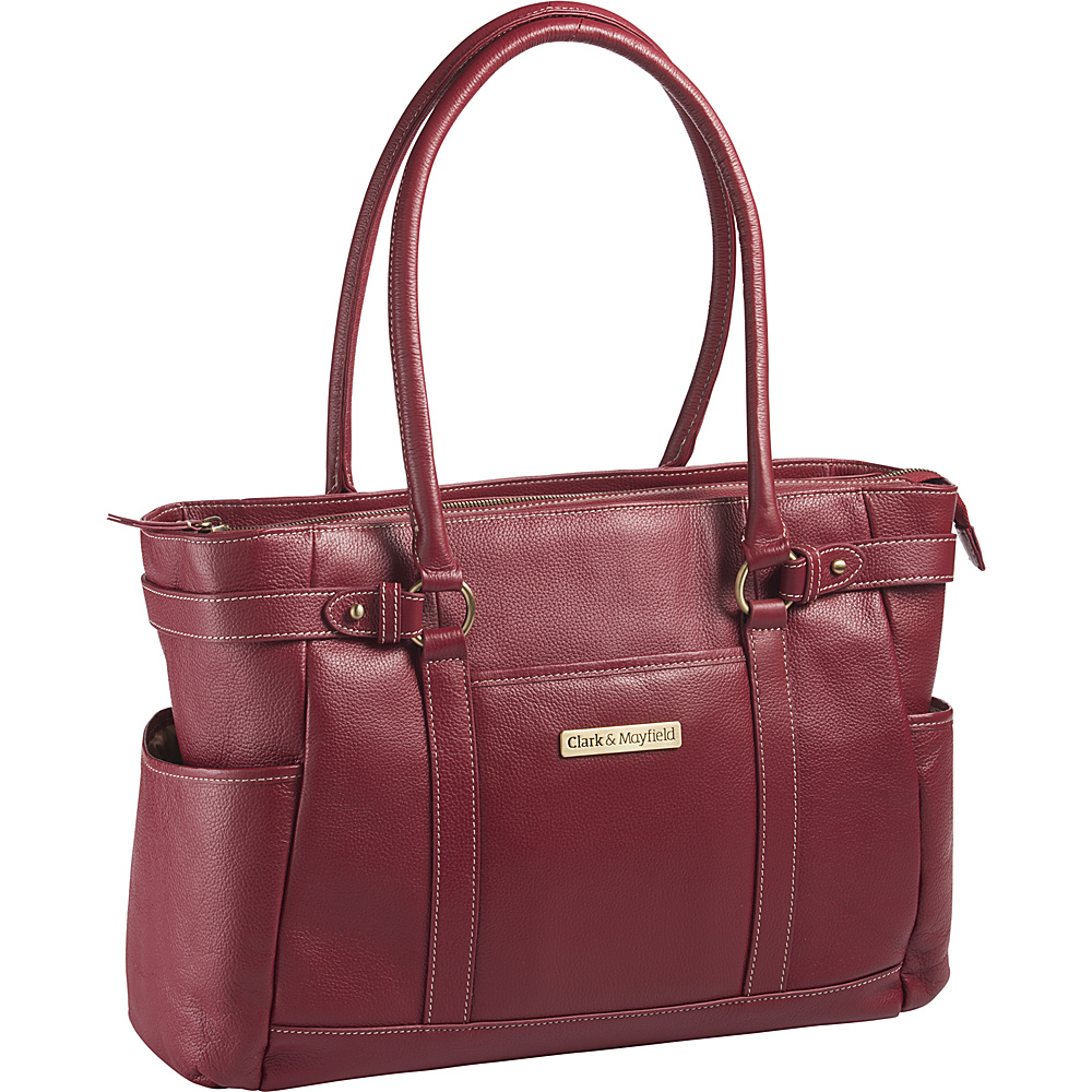 Clark Mayfield Hawthorne Leather 17.3 Laptop Handbag Red Clark Mayfield Women s Business Bags