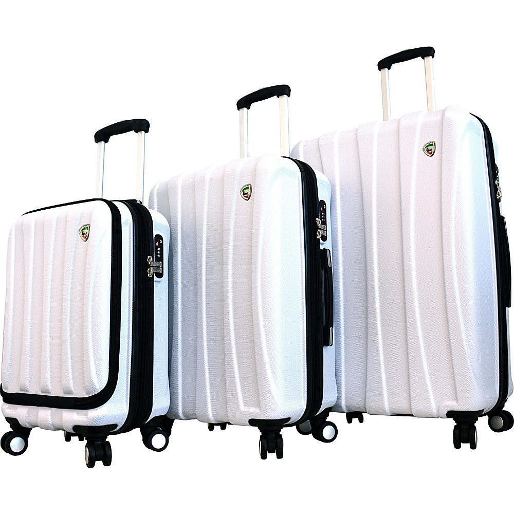 Mia Toro ITALY Tasca Fusion Hardside Spinner Luggage 3PC Set White Mia Toro ITALY Luggage Sets