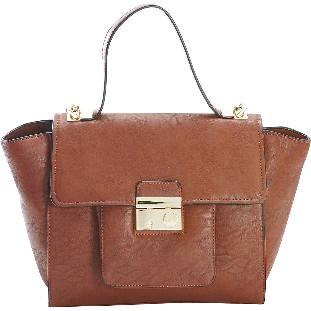 Diophy Studded Satchel Brown Diophy Manmade Handbags