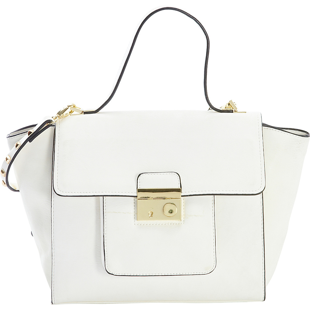 Diophy Studded Satchel White Diophy Manmade Handbags