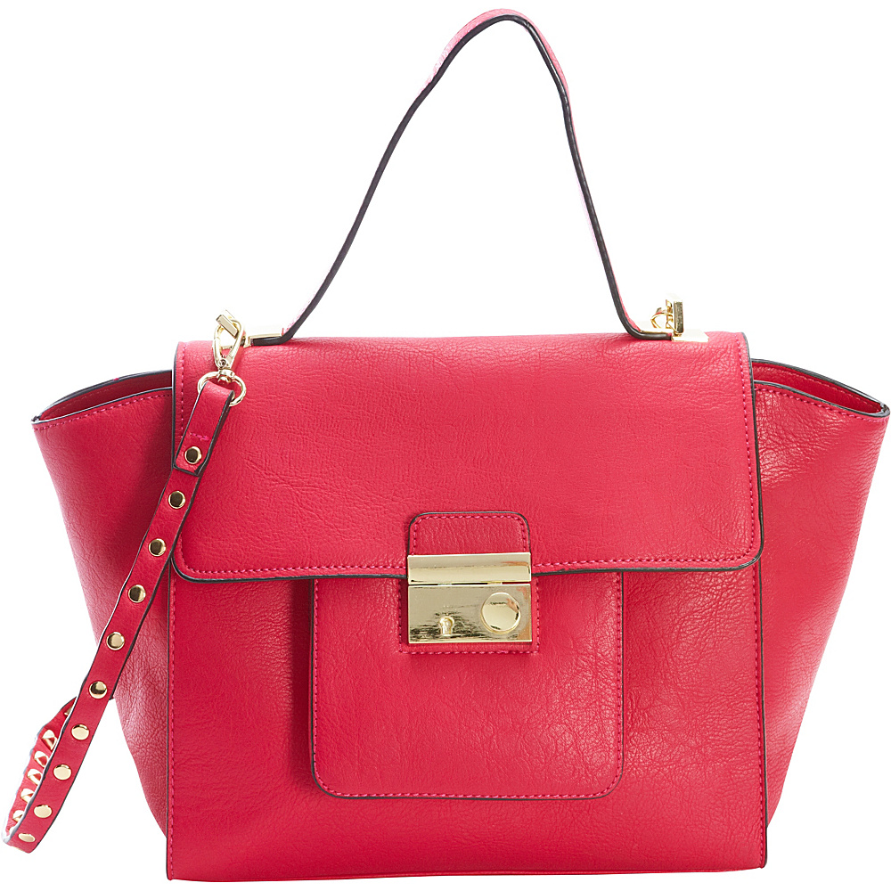 Diophy Studded Satchel Pink Diophy Manmade Handbags
