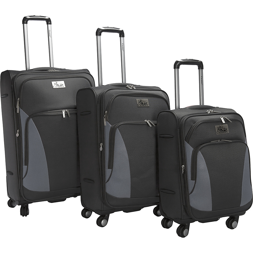Chariot Prato 3Pc Luggage Set Black Chariot Luggage Sets