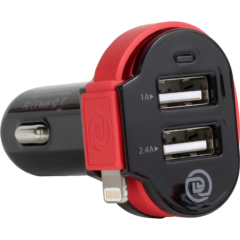 ChargeIt Dual Output Car Charger with MFI Lightning Cable Black ChargeIt Trunk and Transport Organization