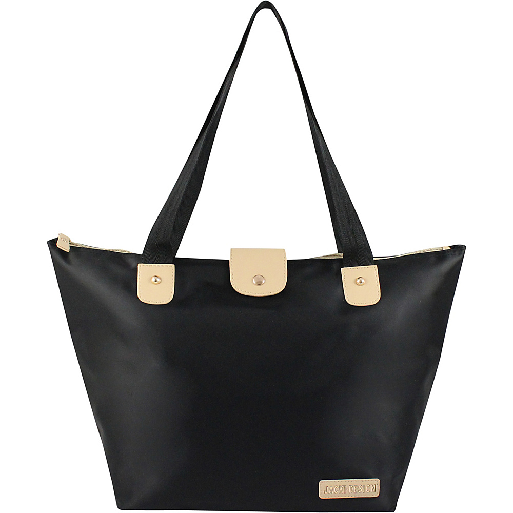 Jacki Design Essential Foldable Tote Bag Large Black Jacki Design Fabric Handbags