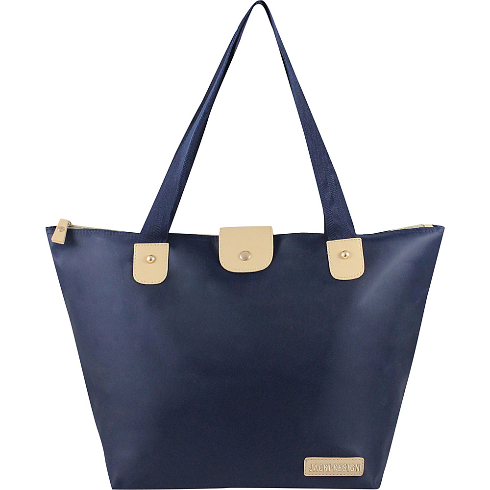 Jacki Design Essential Foldable Tote Bag Large Dark Blue Jacki Design Fabric Handbags