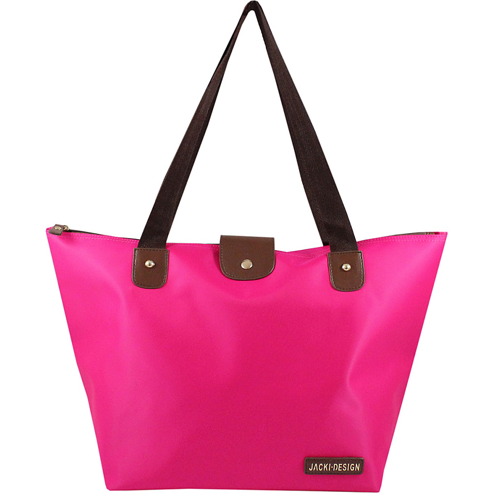 Jacki Design Essential Foldable Tote Bag Large Hot Pink Jacki Design Fabric Handbags