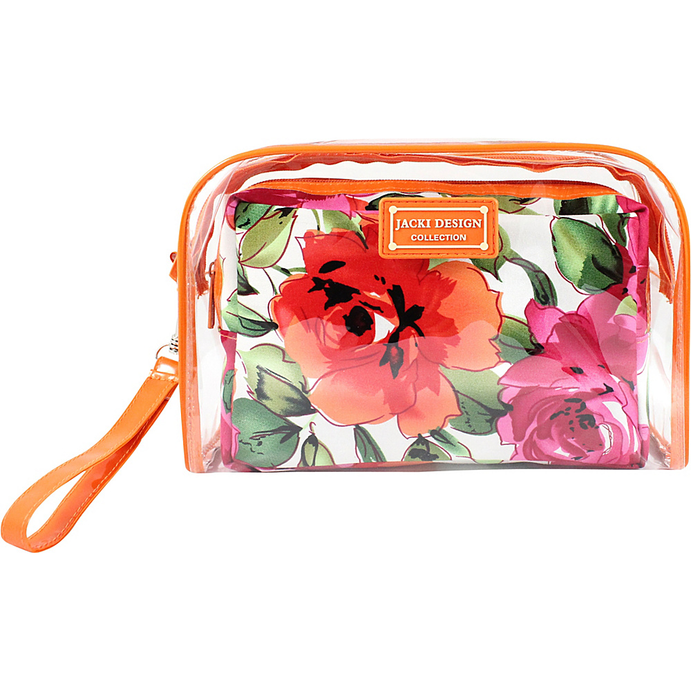 Jacki Design Tropicana Two Piece Cosmetic Bag Set with Wristlet Orange White Jacki Design Women s SLG Other