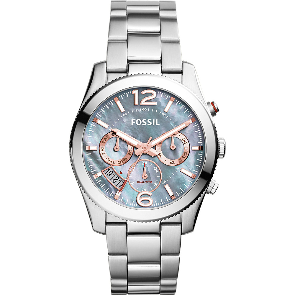 Fossil Perfect Boyfriend Multifunction Stainless Steel Watch Silver Blue Fossil Watches
