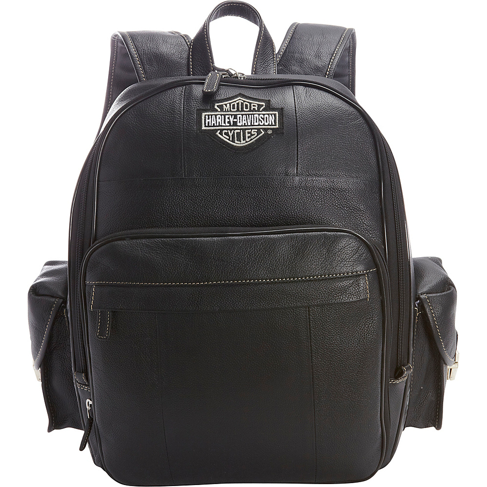 Harley Davidson by Athalon Leather Backpack Large Black Harley Davidson by Athalon Everyday Backpacks