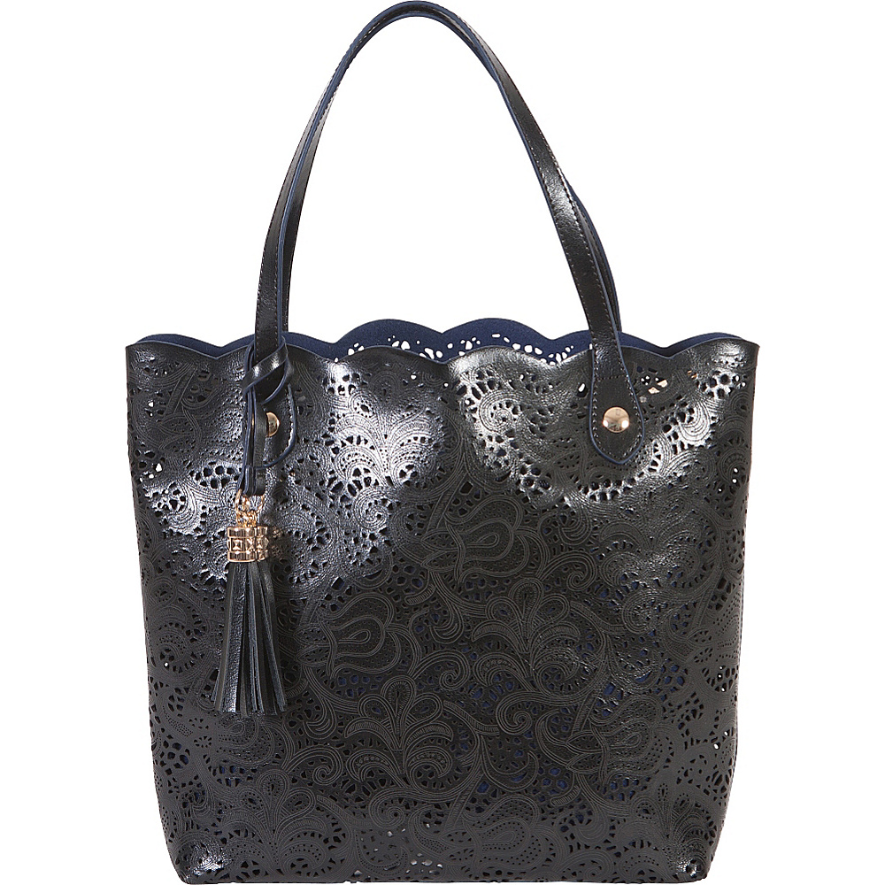 BUCO Large Leather Lace Tote Black BUCO Leather Handbags
