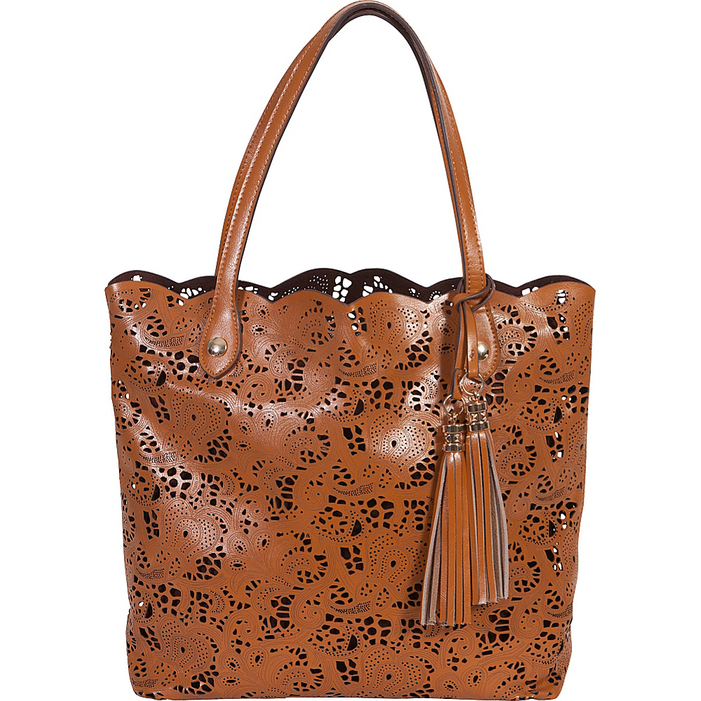 BUCO Large Leather Lace Tote Cognac BUCO Leather Handbags