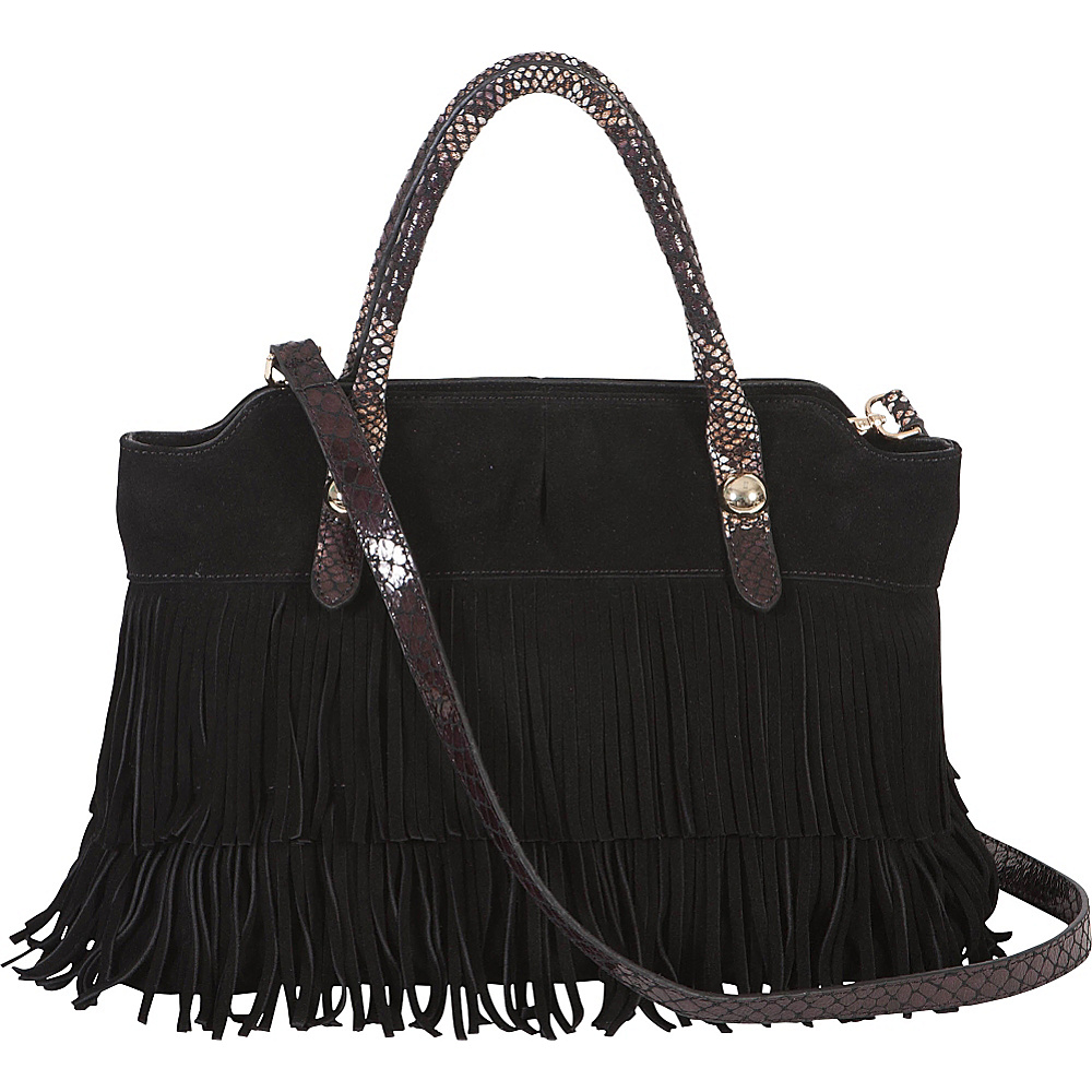 BUCO Fringe Tote Black BUCO Leather Handbags