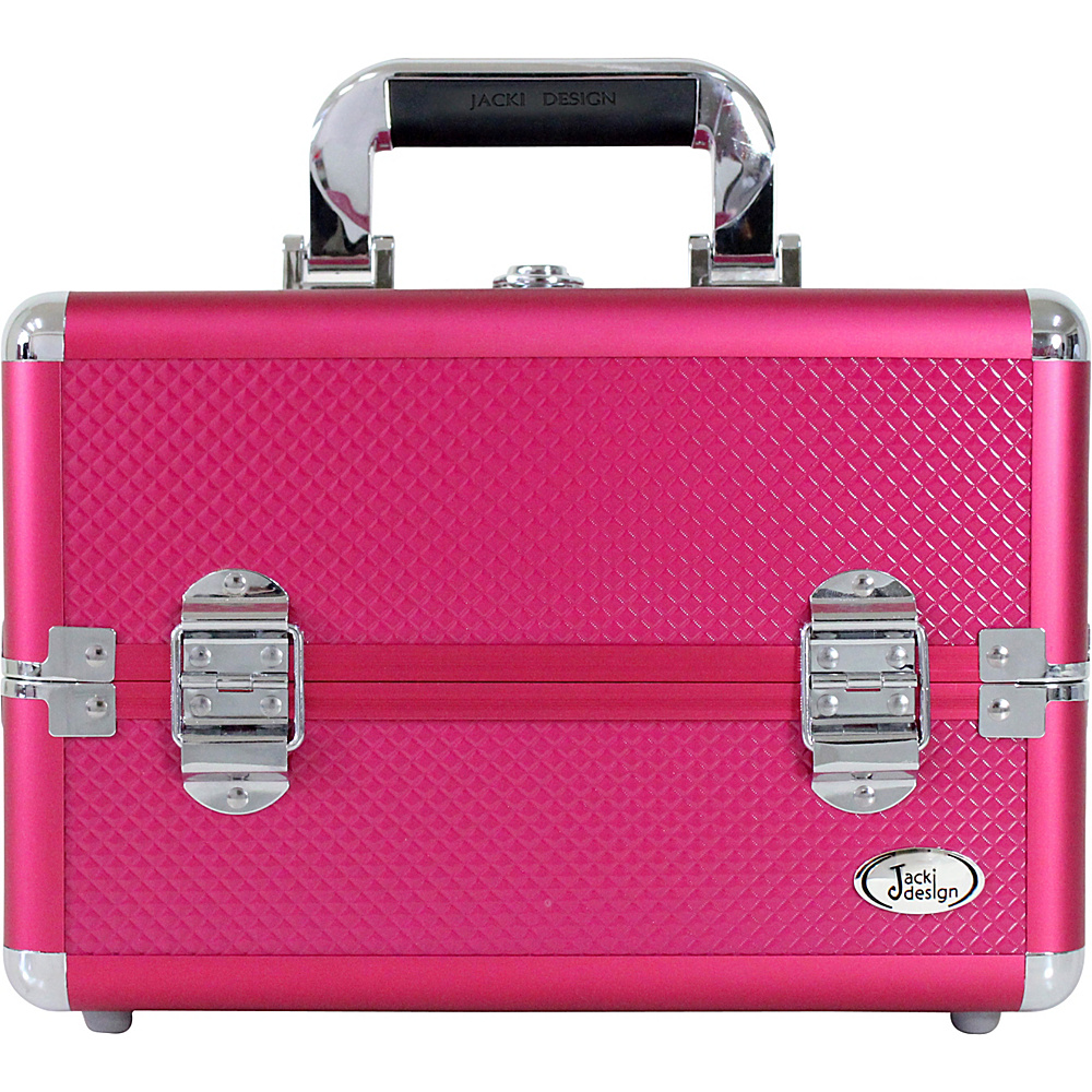 Jacki Design Carrying Makeup Salon Train Case with Removable Trays Hot Pink Jacki Design Toiletry Kits