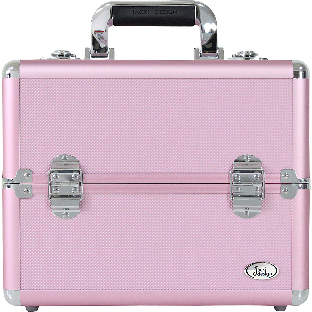 Jacki Design Carrying Makeup Salon Train Case with Expandable Trays Large Pink Jacki Design Toiletry Kits