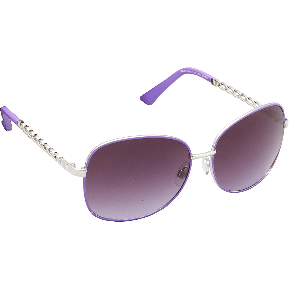 Unionbay Eyewear Metal Chain Link Glam Sunglasses Silver Purple Unionbay Eyewear Sunglasses