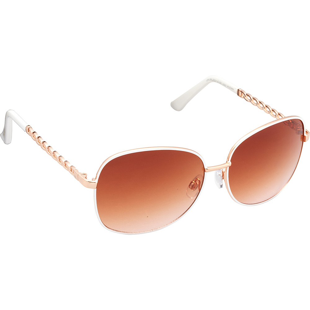 Unionbay Eyewear Metal Chain Link Glam Sunglasses Rose Gold White Unionbay Eyewear Sunglasses