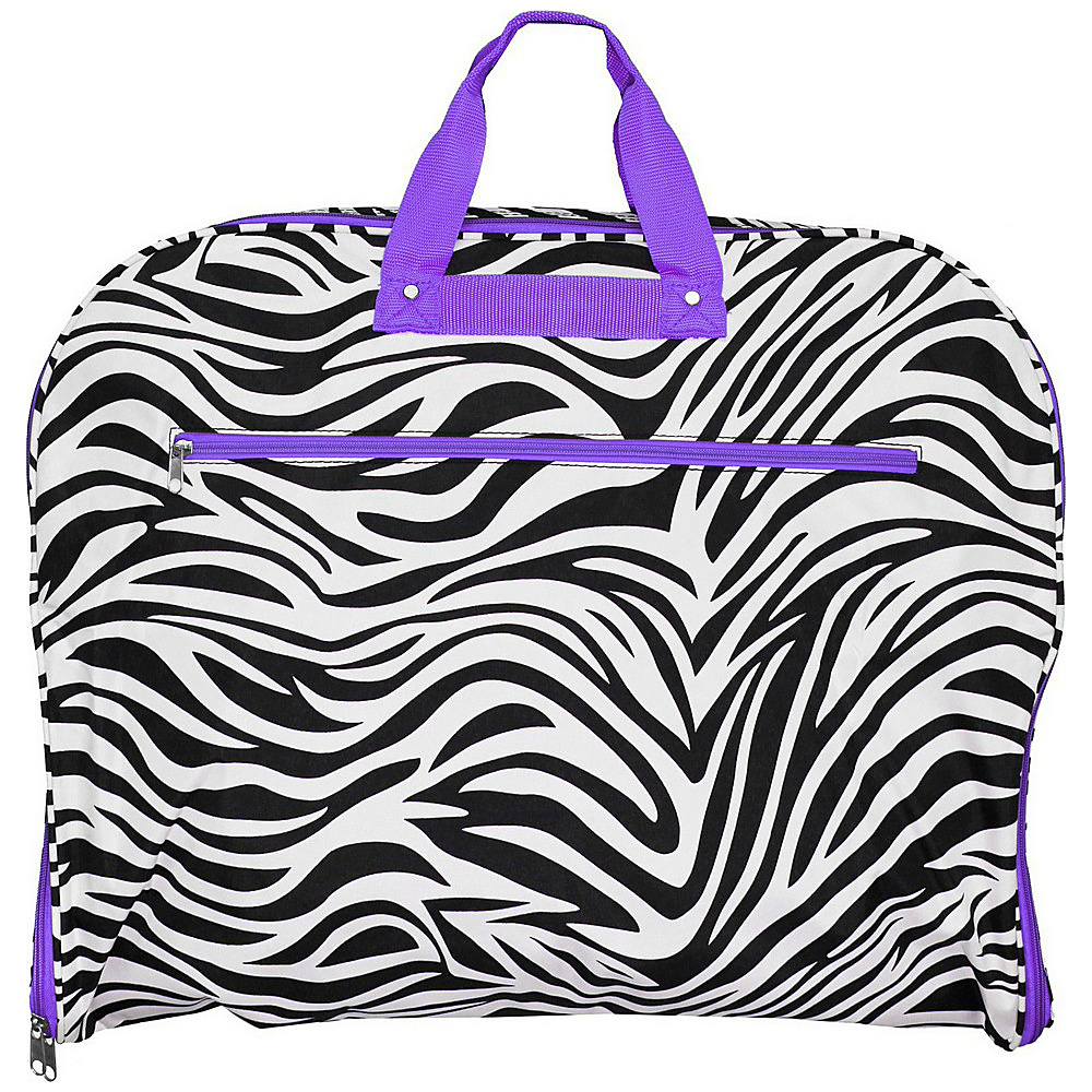 World Traveler Zebra 40 Hanging Garment Bag Light Purple Trim Zebra World Traveler Garment Bags