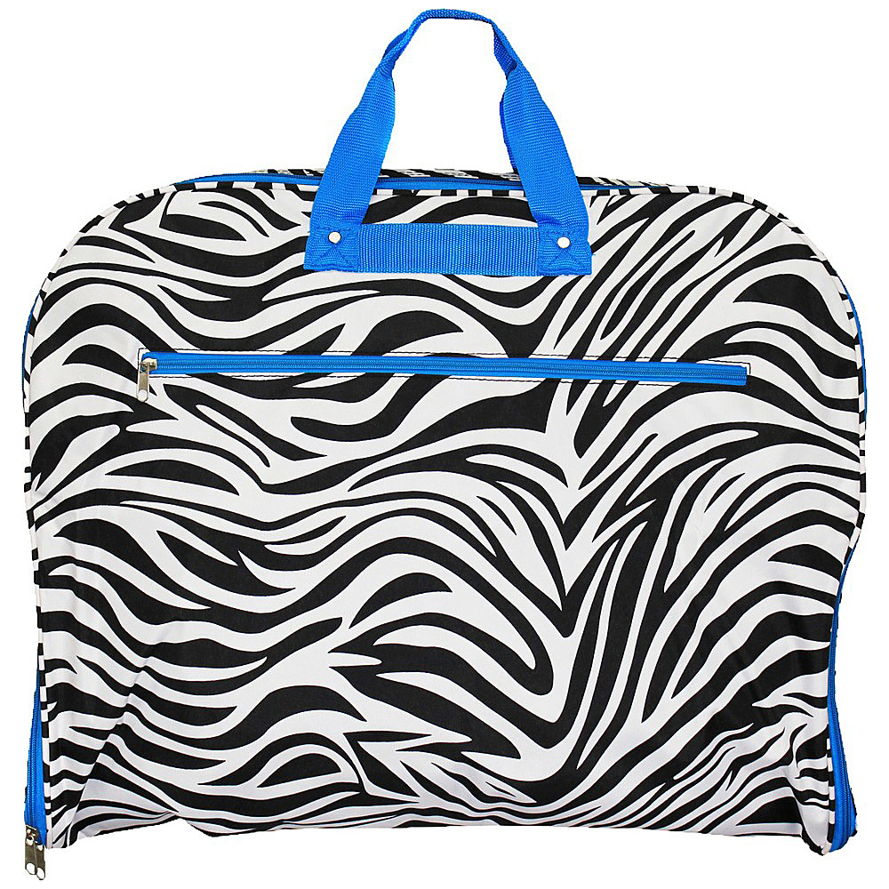 World Traveler Zebra 40 Hanging Garment Bag Blue Trim Zebra World Traveler Garment Bags