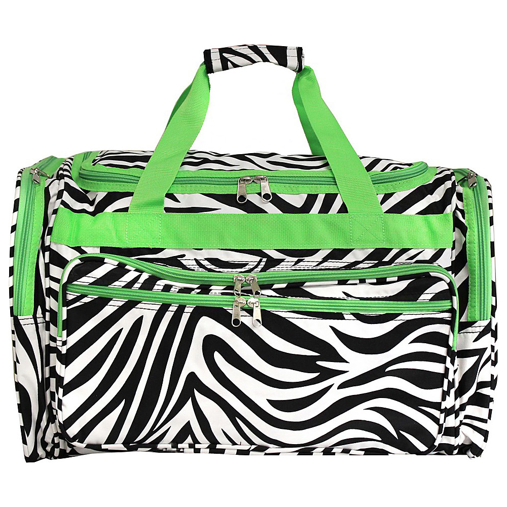 World Traveler Zebra 22 Travel Duffle Bag Green Trim Zebra World Traveler Rolling Duffels