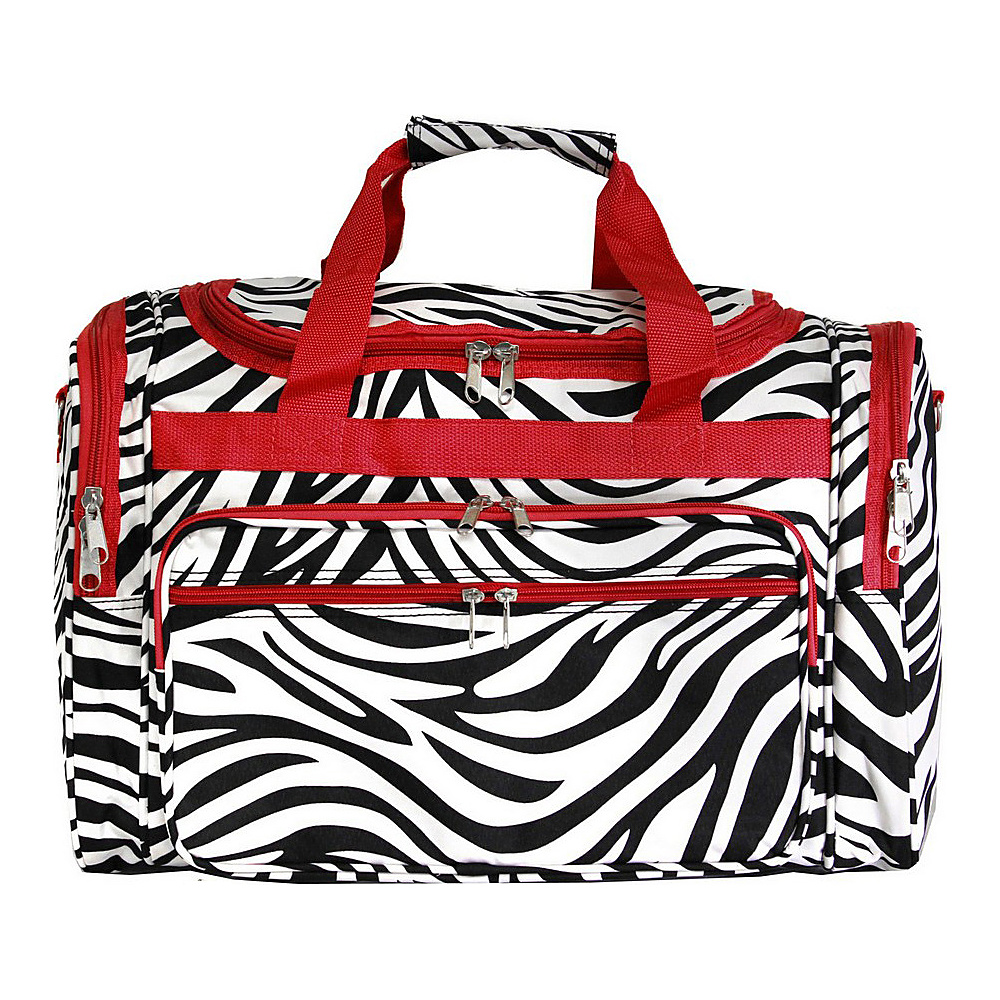 World Traveler Zebra 22 Travel Duffle Bag Red Trim Zebra World Traveler Rolling Duffels