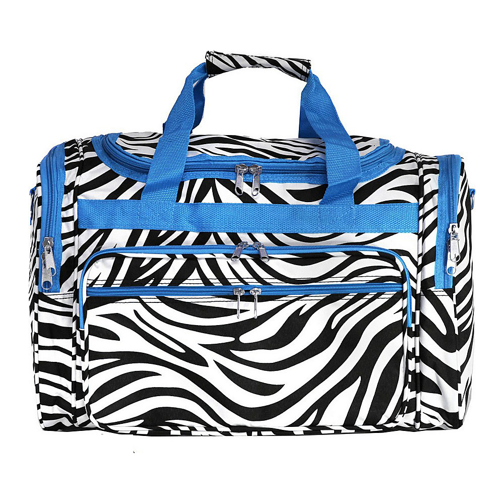 World Traveler Zebra 22 Travel Duffle Bag Blue Trim Zebra World Traveler Rolling Duffels