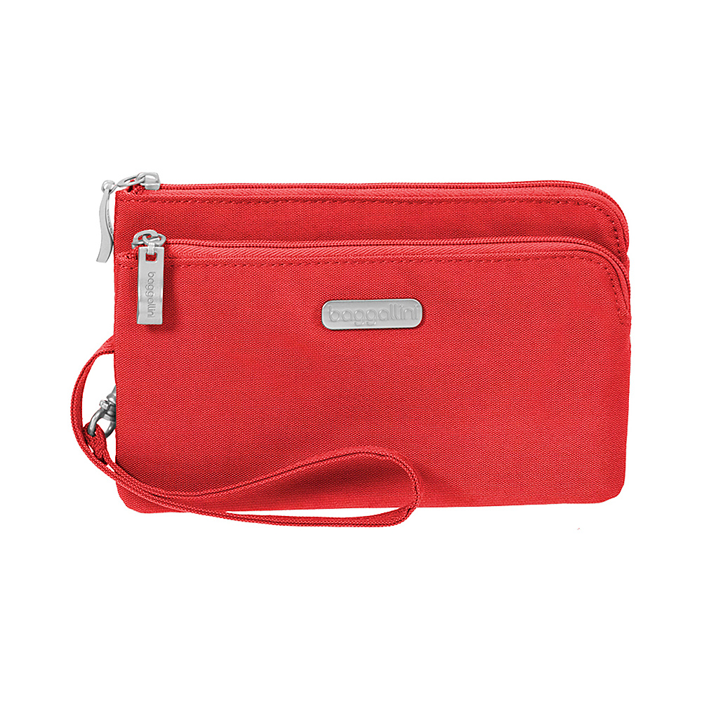 baggallini RFID Double Zip Wristlet Tropical Stripe baggallini Fabric Handbags