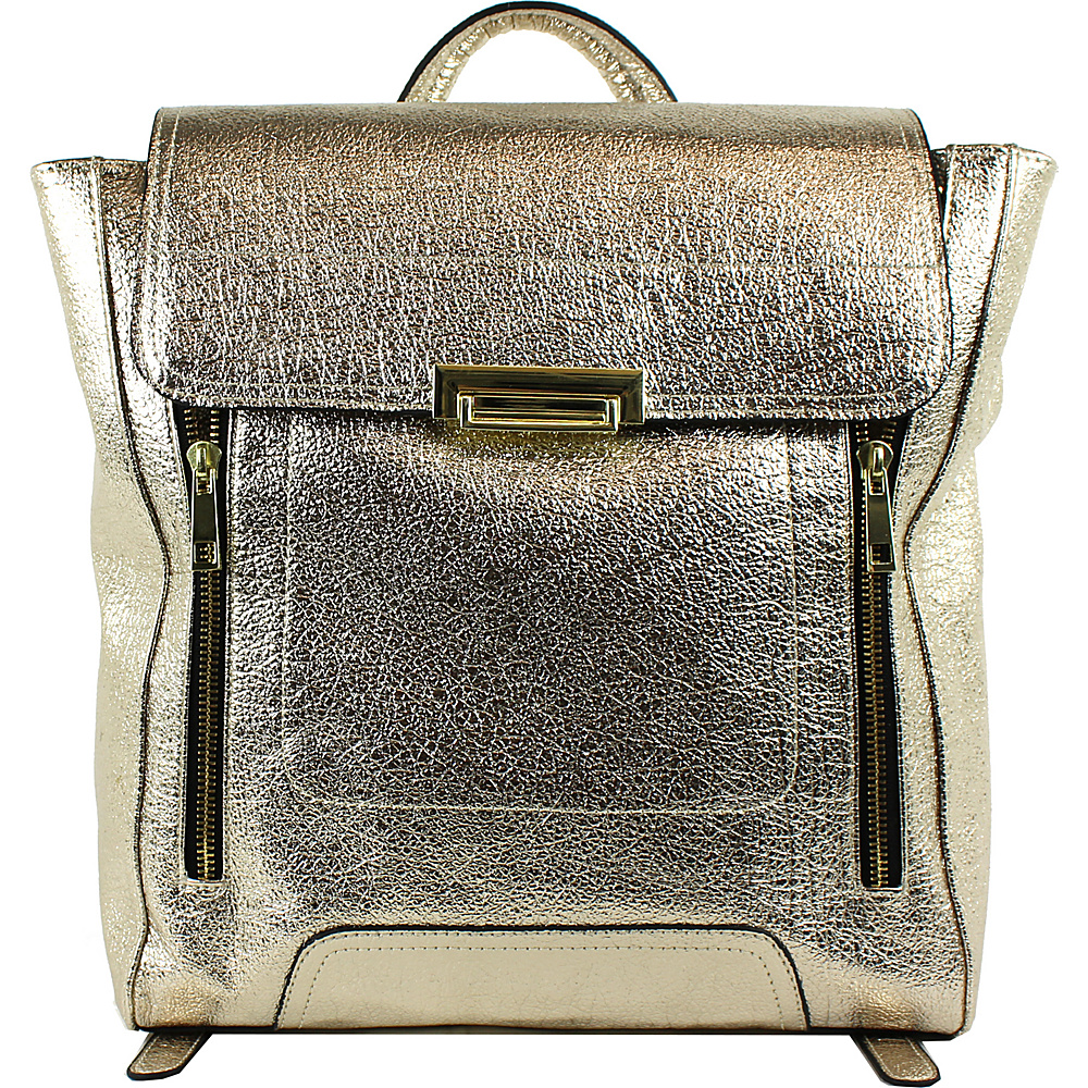 Emilie M Leigh Backpack Gold Emilie M Manmade Handbags
