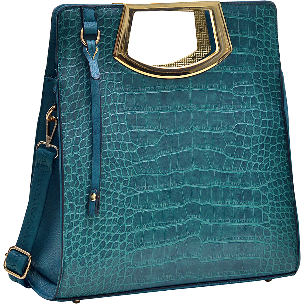 Dasein Tall Structured Croc Tote Blue Dasein Manmade Handbags