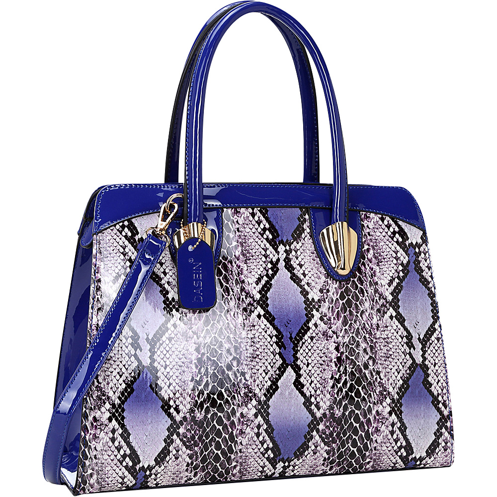 Dasein Patent Faux Leather with Snake Skin Detail Shoulder Bag Royal Blue Dasein Manmade Handbags