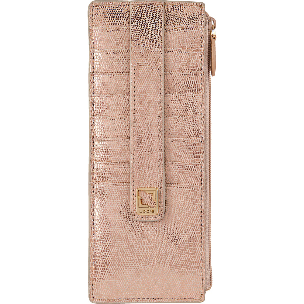 Lodis Sophia Glamorous Credit Card Case With Zipper Pocket Rose Gold Lodis Ladies Small Wallets