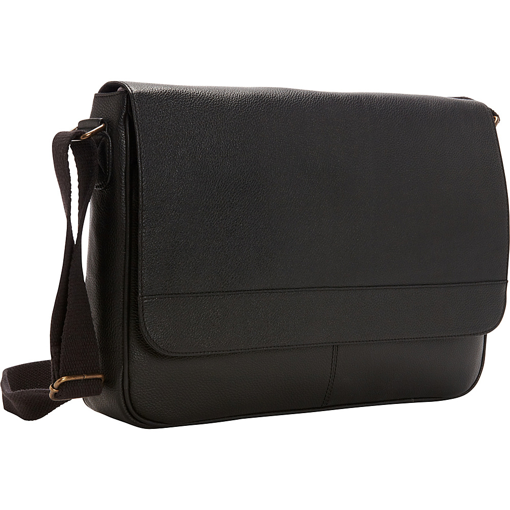 R R Collections Leather Front Flap Laptop Messenger Bag Black R R Collections Messenger Bags