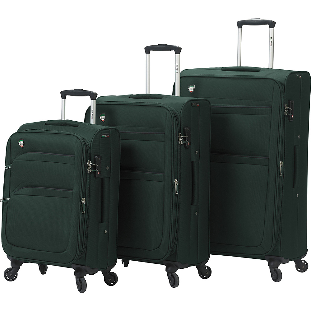 Mia Toro ITALY Alagna Luggage Set Green Mia Toro ITALY Luggage Sets