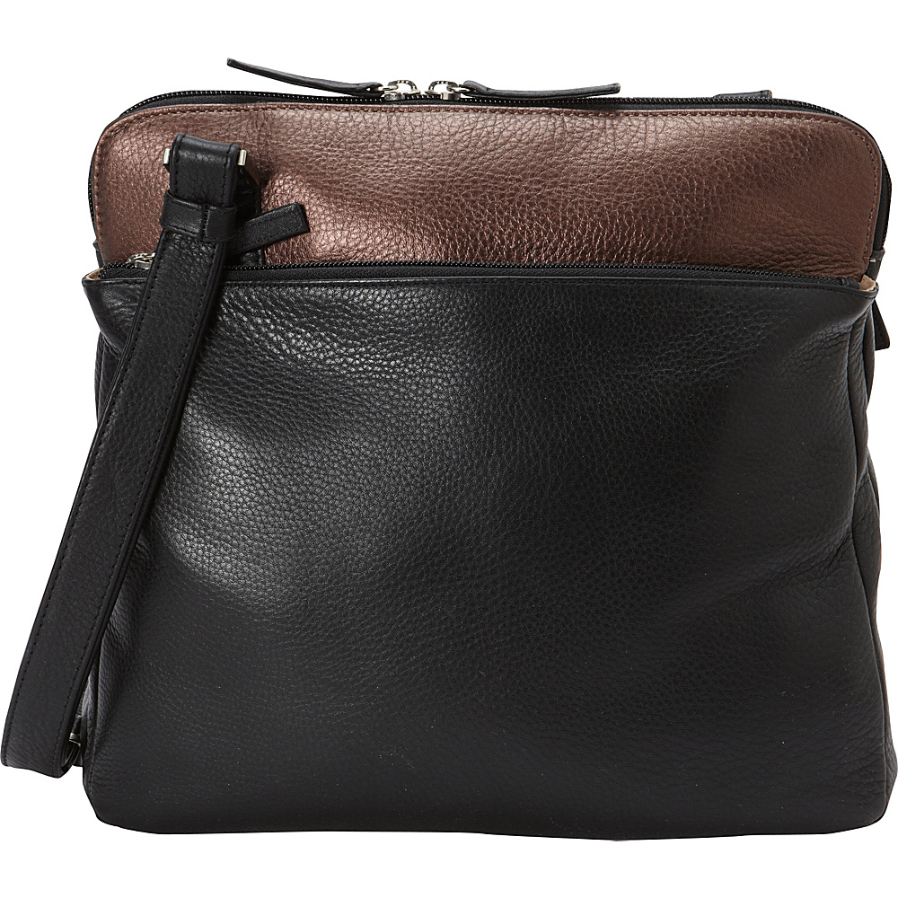 Derek Alexander Med Ns 3 Comp Shoulder Tablet Friendly Black Bronze Derek Alexander Leather Handbags