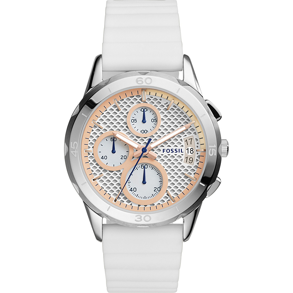 Fossil Modern Pursuit Chronograph Silicone Watch White Silver Fossil Watches