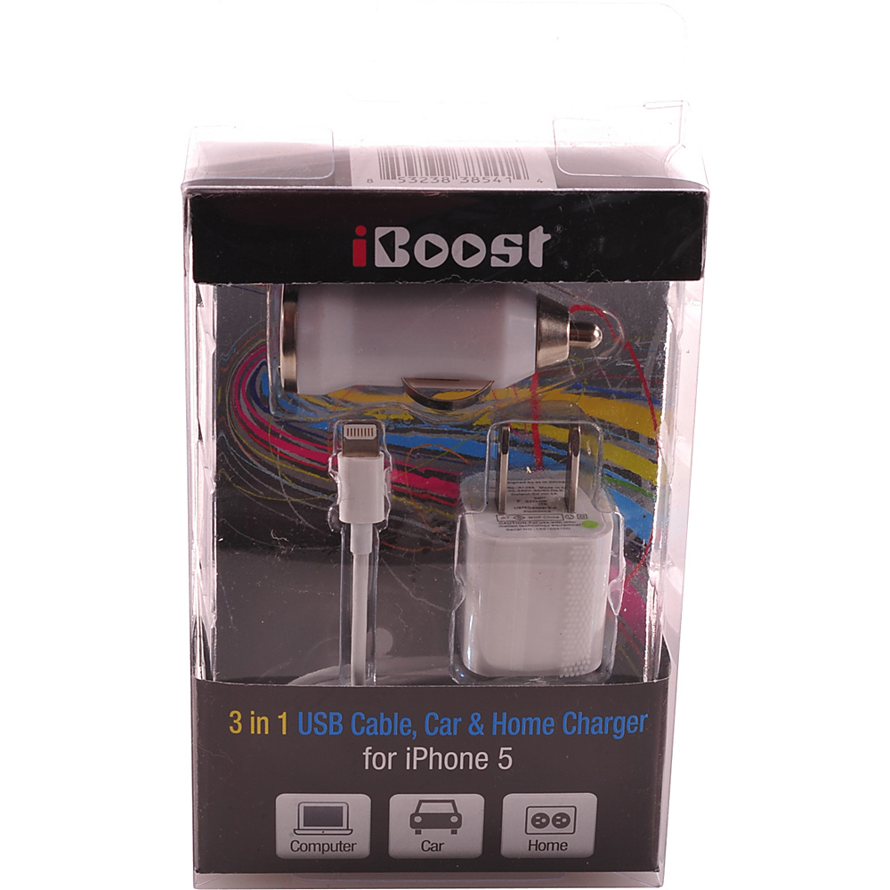 iBoost iPhone SE 5 6 Home and Car Charger White iBoost Electronics
