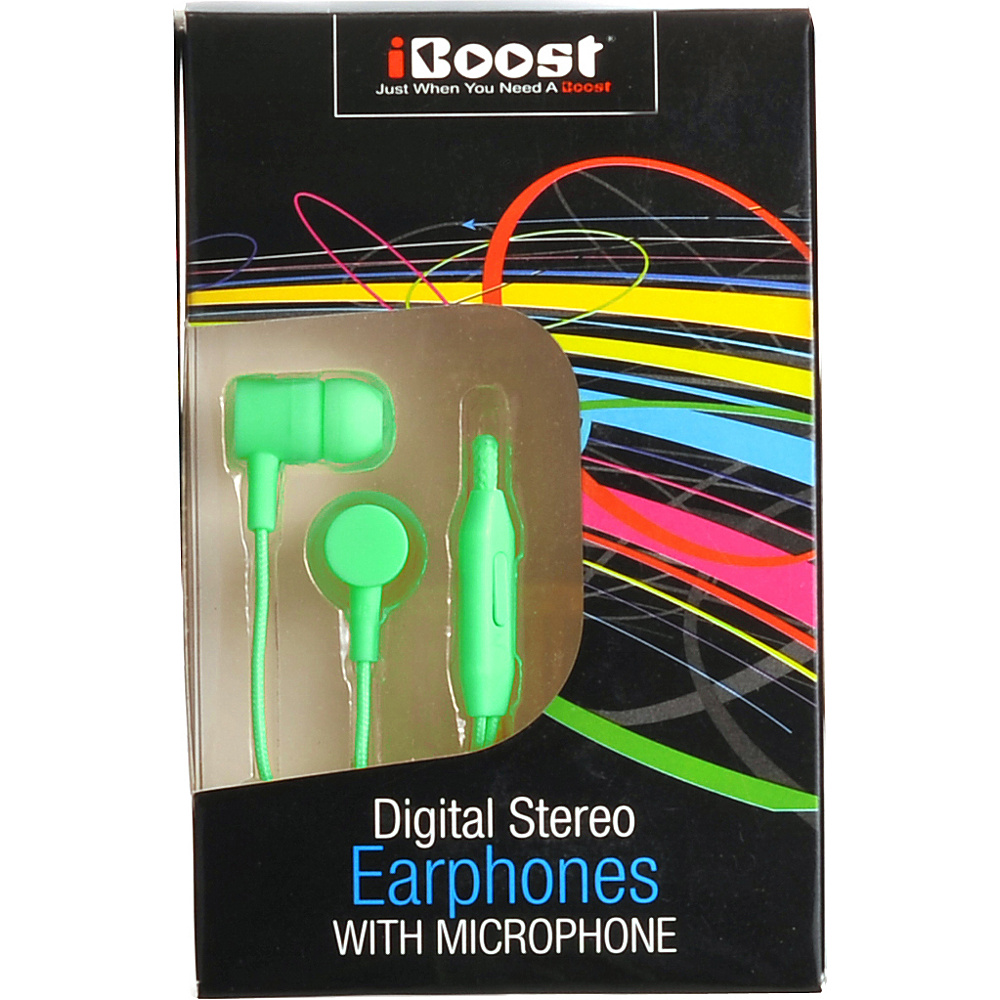 iBoost Earphone With Built In Microphone Green iBoost Electronics